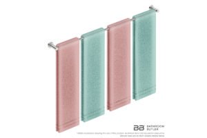 Single Towel Bar 1100mm 4678 with artists impression of four double folded bath sheets - Bathroom Butler