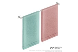 Single Towel Bar 1100mm 4678 with artists impression of two folded bath sheets - Bathroom Butler