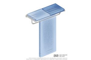 Towel Shelf and Hang Bar 4693 with artists impression of three bath towels
