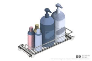 Shower Rack 330mm 4820 showing artists impression of shampoo bottles