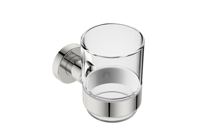Glass Tumbler and Holder 4832 – Polished Stainless Steel - Bathroom Butler bathroom accessories