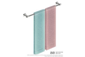 Single Towel Bar 650mm 4872 with artists impression of two double folded bath sheets - Bathroom Butler