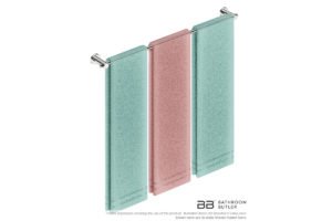 Single Towel Bar 800mm/32inch 4875 with artists impression of three double folded bath sheets - Bathroom Butler
