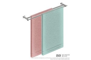 Single Towel Bar 800mm 4885 with artists impression of two single folded bath sheets - Bathroom Butler