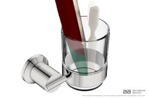 Glass Tumbler + Holder 5832 showing artists impression of bathroom products