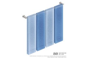 Single Towel Bar 800mm 5875 with artists impression of four double folded bath towels - Bathroom Butler