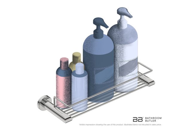 Shower Rack 330mm 8220 showing artists impression of shampoo bottles