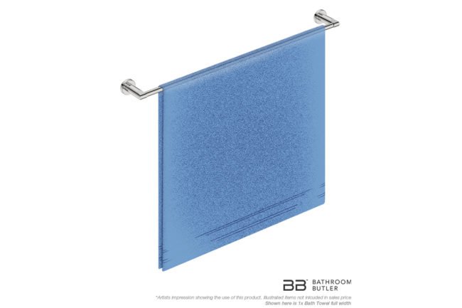 Single Towel Bar 800mm 8275 with artists impression of one full width towel - Bathroom Butler