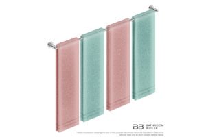 Single Towel Bar 1100mm 8278 with artists impression of four double folded bath sheets - Bathroom Butler