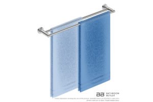 Double Towel Bar 650mm 8282 with artists impression of two single folded bath towels - Bathroom Butler