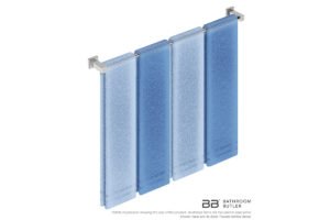 Single Towel Bar 800mm 8575 with artists impression of four double folded bath towels - Bathroom Butler
