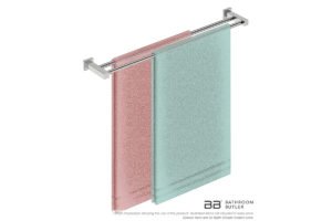 Double Towel Bar 800mm 8585 with artists impression of two single folded bath sheets - Bathroom Butler