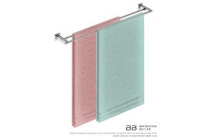 Double Towel Bar 800mm 8685 with artists impression of two single folded bath sheets - Bathroom Butler