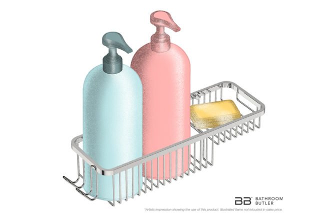 Shower Basket and Soap Combo 9122 showing artists impression of Shampoo Bottles and Soap