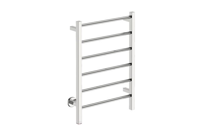 Contour 6 Bar 530mm Heated Towel Rack with PTSelect Switch -230V in Polished Stainless Steel - Bathroom Butler heated towel rails