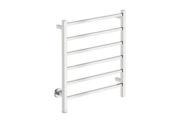 Cubic 6 Bar 650mm Heated Towel Rack with PTSelect Switch - 230V in Polished Stainless Steel - Bathroom Butler heated towel rails