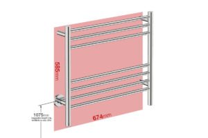 Foot print wall size for NATURAL 7 Bar 650mm Straight with PTSelect