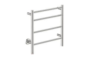 Natural 4 Bar 500mm Heated Towel Rack Straight with PTSelect Switch - 230V in Polished Stainless Steel - Bathroom Butler heated towel rails