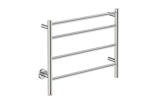 Natural 4 Bar 650mm Heated Towel Rack Straight with PTSelect Switch - 230V in Polished Stainless Steel- Bathroom Butler heated towel rails