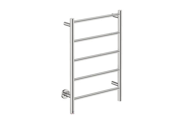 Natural 5 Bar 500mm Heated Towel Rack Straight with PTSelect Switch - 230V in Polished Stainless Steel- Bathroom Butler heated towel rails