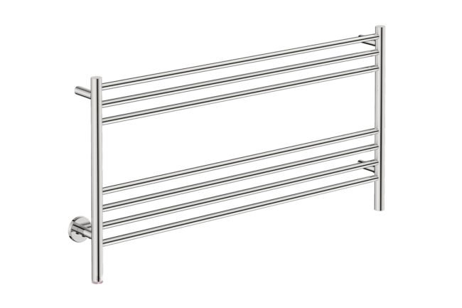 Natural 7 Bar 1100mm Heated Towel Rack Straight with PTSelect Switch - 230V in Polished Stainless Steel - Bathroom Butler heated towel rails