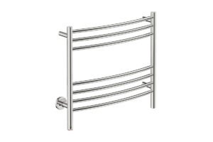 Natural 7 Bar 650mm Heated Towel Rack Curved with PTSelect Switch - 230V in Polished Stainless Steel - Bathroom Butler heated towel rails