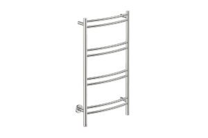 Natural 8 Bar 500mm Heated Towel Rack Curved with PTSelect Switch - 230V in Polished Stainless Steel - Bathroom Butler heated towel rails