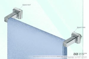 Glass Mounting 1008 Polished Stainless Steel -with towel rail sketch back view