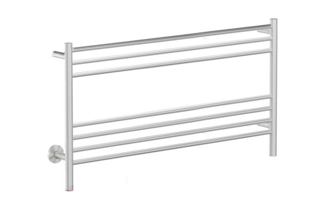 NATURAL 7 Bar 1100mm Straight Heated Towel Rail with PTSelect Switch – Brushed Stainless Steel - Bathroom Butler bathroom