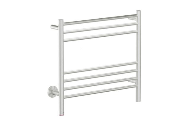 NATURAL 7 Bar 650mm Straight Heated Towel Rail with PTSelect Switch – Brushed Stainless Steel - Bathroom Butler bathroom