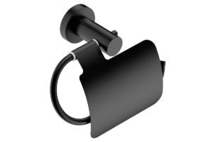 Toilet Paper Holder Type 2 with Flap 4603 – Matt Black Stainless Steel - Bathroom Butler bathroom accessories