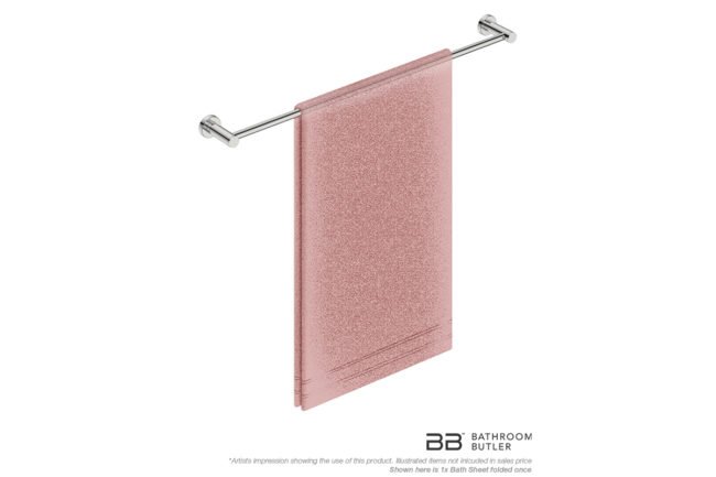 Single Towel Bar 800mm/32inch 4675 with artists impression of one folded bath sheet - Bathroom Butler