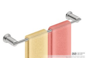 Single Towel Bar 430mm/17inch 5870 with close-up artists impression of 2 double folded hand towels - Bathroom Butler