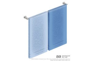 Single Towel Bar 800mm 5875 with artists impression of two single folded bath towels - Bathroom Butler