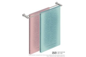 Double Towel Bar 650mm 5882 with artists impression of two single folded bath sheets - Bathroom Butler