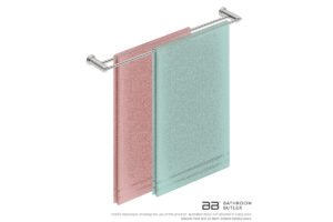 Double Towel Bar 800mm 5885 with artists impression of two single folded bath sheets - Bathroom Butler