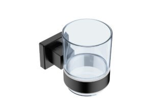 Glass Tumbler and Holder 8532 - Matte Black Stainless Steel - Bathroom Butler bathroom accessories