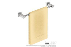 Single Towel Bar 430mm/17inch 8570 with artists impression of one single folded hand towel - Bathroom Butler