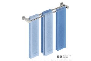Double Towel Bar 650mm 8582 with artists impression of four double folded bath towels - Bathroom Butler