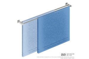 Double Towel Bar 1100mm 8588 with artists impression of two full width bath towels - Bathroom Butler