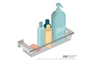 Shower Rack 8620 showing artists impression of shampoo bottles and soap
