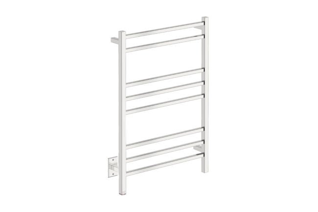 Cubic 8 Bar 25inch Heated Towel Rack with PTSelect Switch - 120V in Polished Stainless Steel - Bathroom Butler