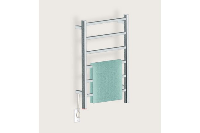 Illustration of Heated towel rack with Plug-in wiring option - Square NEMA