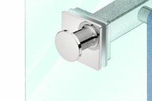 Glass Mounting 1008 Polished Stainless Steel -with towel bar close-up sketch