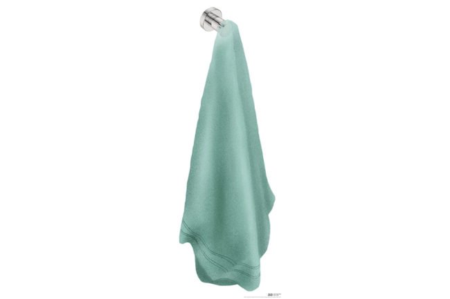 Single Robe hook 4610 showing artists impression of a towel