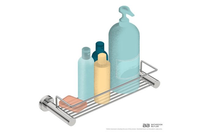 Shower Rack 4620 showing artists impression of a shampoo bottles and soap