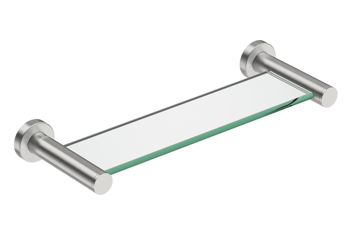 Glass Shelf 330mm 4625 - Brushed Stainless Steel - Bathroom Butler bathroom accessories