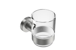 Glass Tumbler and Holder 4632- Brushed Stainless Steel - Bathroom Butler bathroom accessories