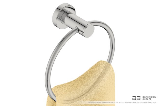 Towel Ring 4640 showing artists impression with a hand towel
