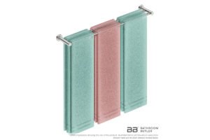 Double Towel Bar 800mm 4685 with artists impression of six double folded bath sheets - Bathroom Butler